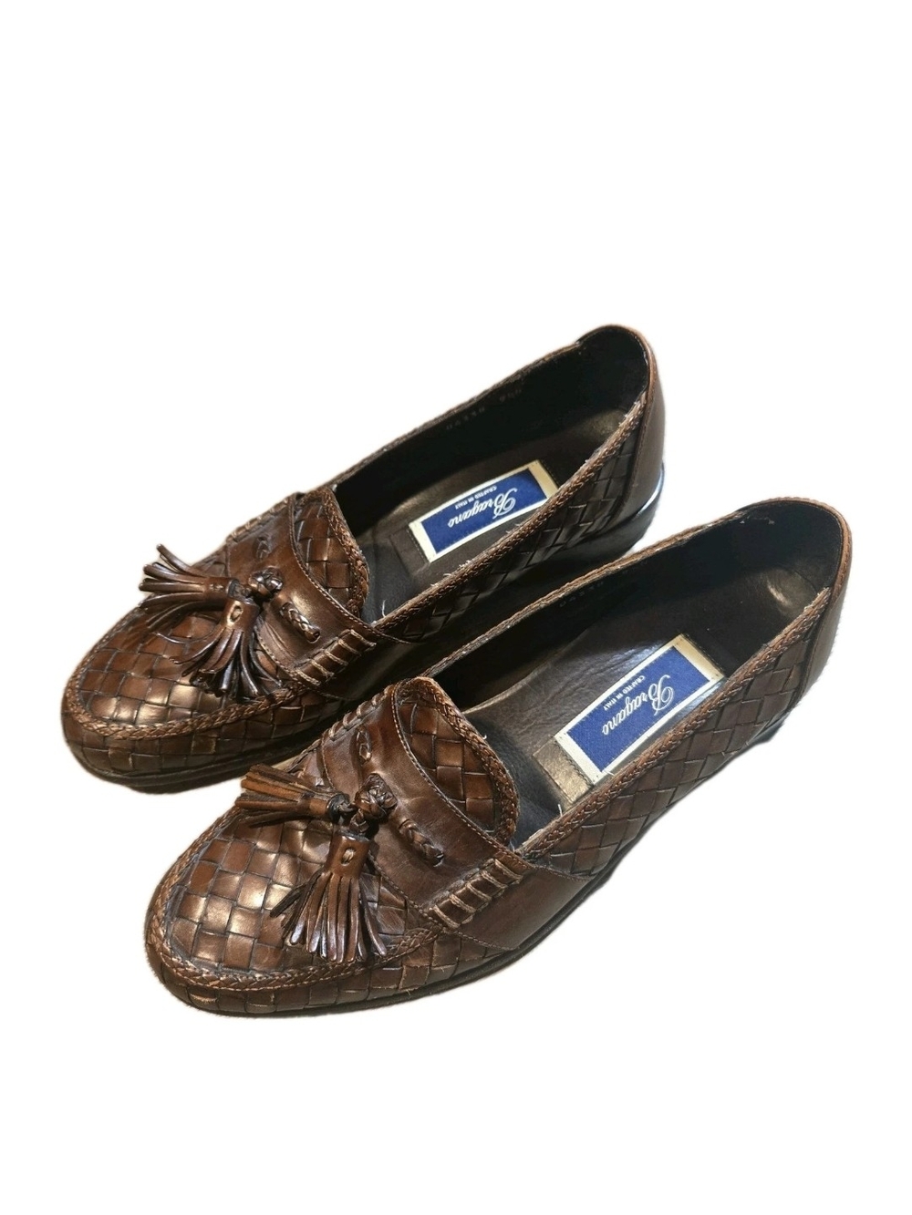 Vintage Bragano Italy Shoes Mens 9.5 N Brown Leather Dress Shoes Tassel Loafers